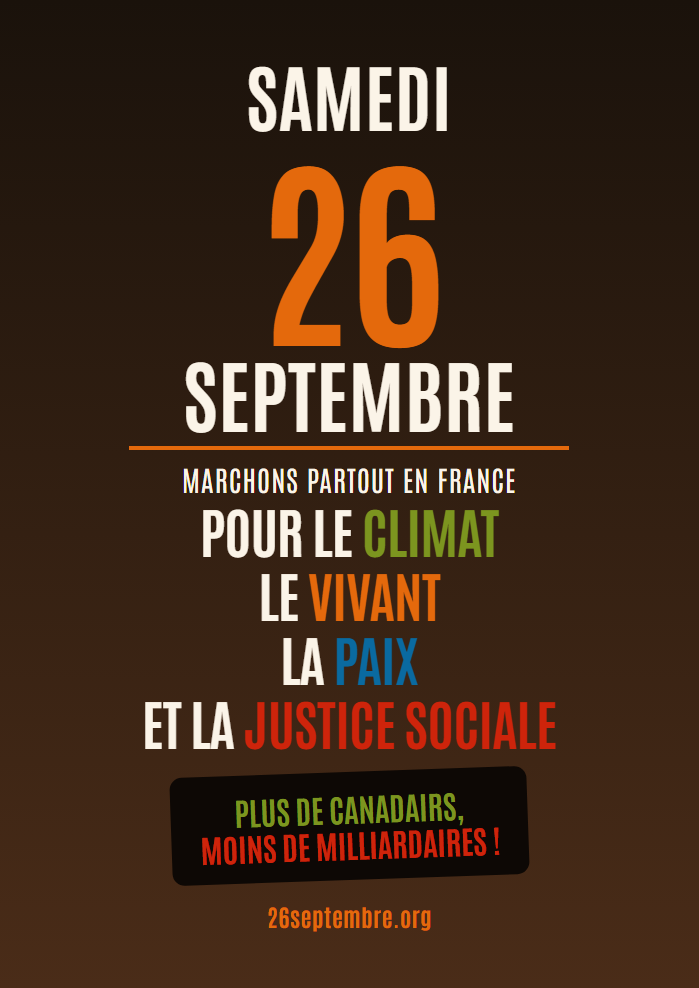 Affiche du 26 septembre — Plus de Canadairs, moins de milliardaires !