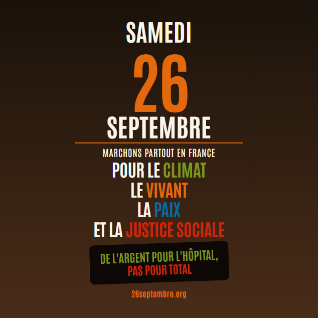 Visuel carré du 26 septembre — De l'argent pour l'hôpital, pas pour Total