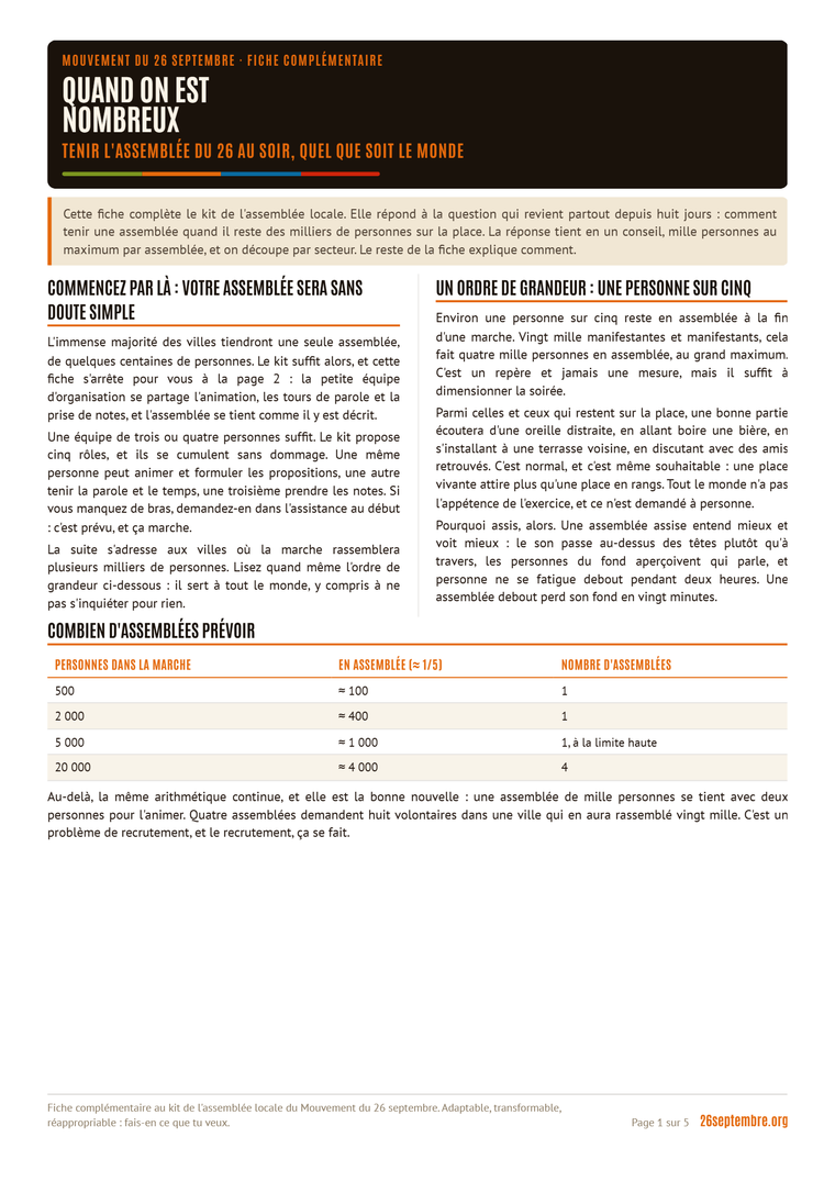Première page du document « Fiche complémentaire : quand on est nombreux »