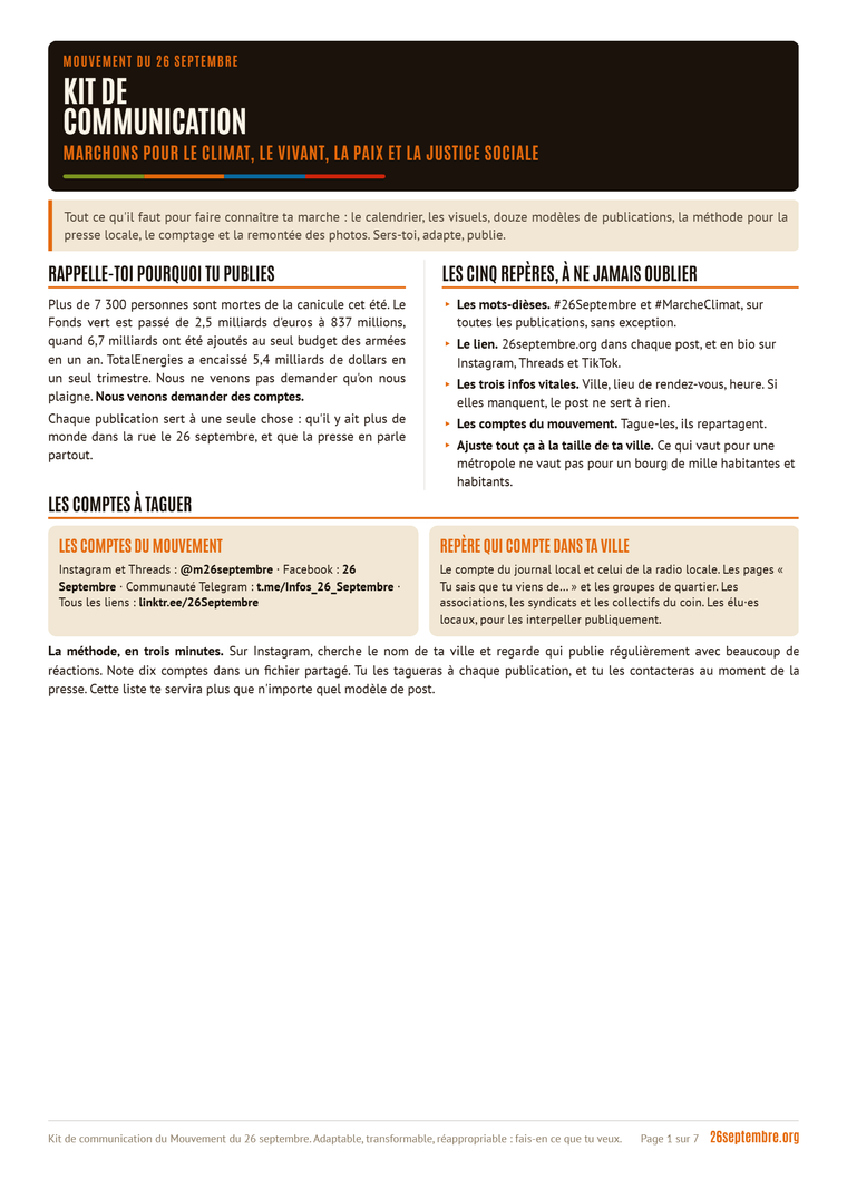 Première page du document « Kit de communication »