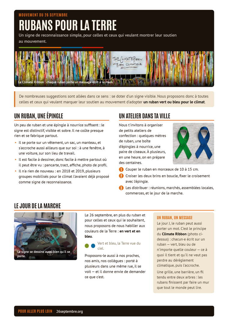 Première page du document « Rubans pour la terre »