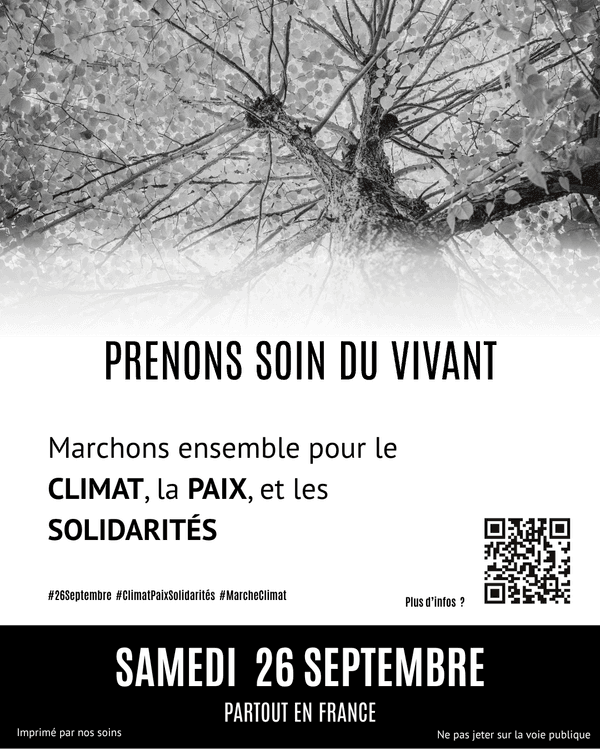 Tract du 26 septembre — Prenons soin du vivant — noir et blanc