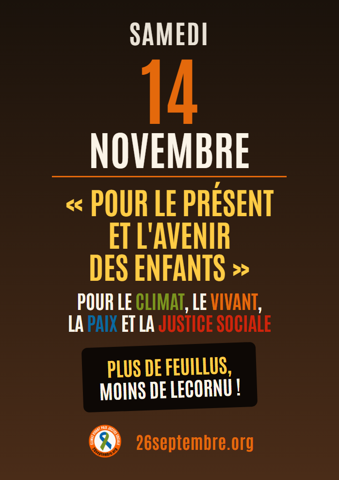 Affiche du 14 novembre : Plus de feuillus, moins de Lecornu !