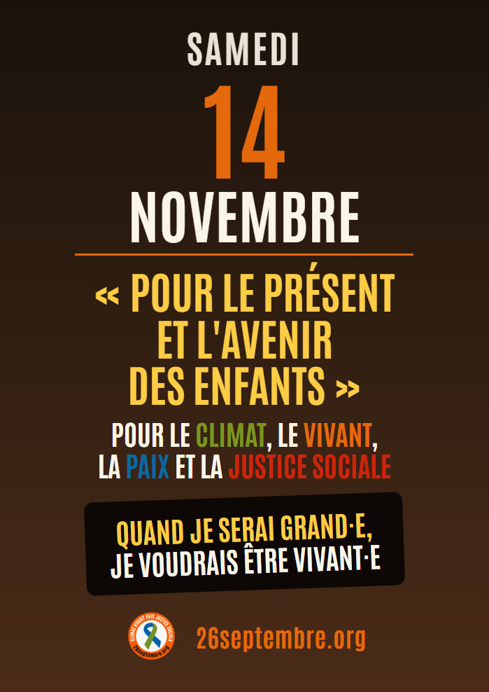 Affiche du 14 novembre : Quand je serai grand·e, je voudrais être vivant·e