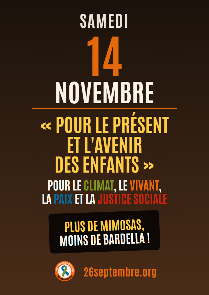 Affiche du 14 novembre : Plus de mimosas, moins de Bardella !
