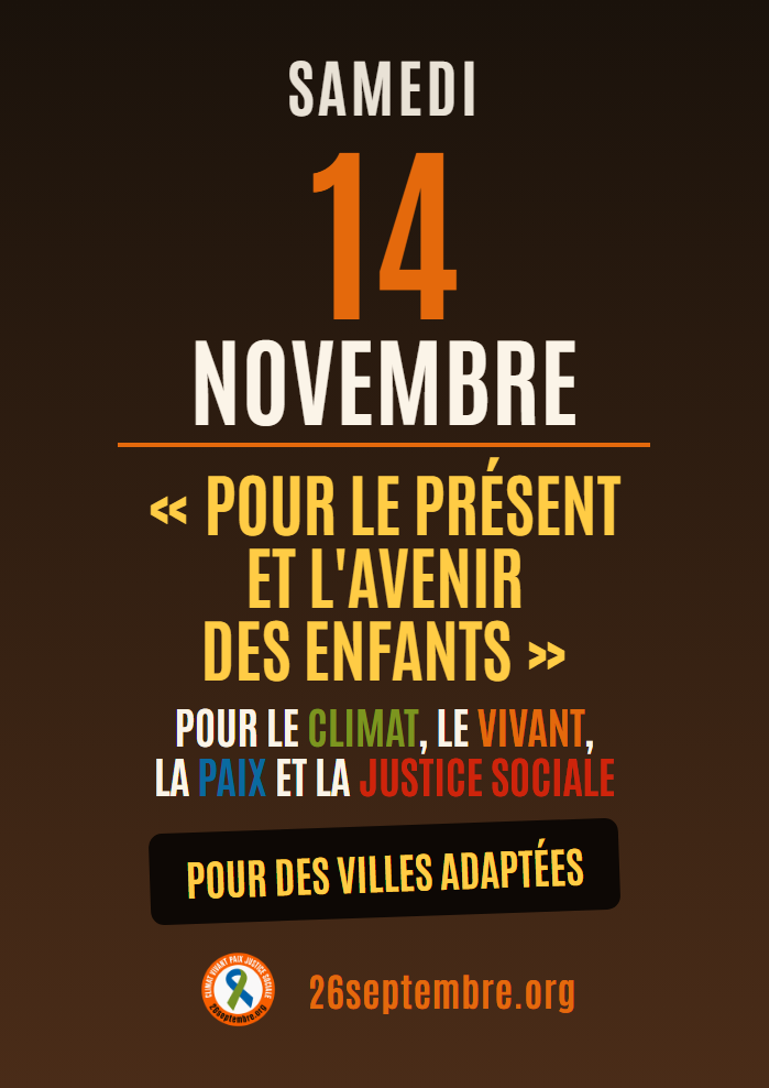 Affiche du 14 novembre : Pour des villes adaptées